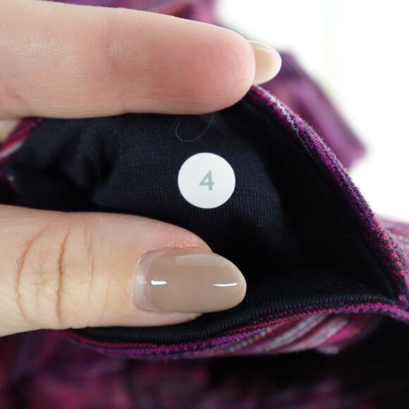 Lululemon Leggings Womens 4 Wunder Under Low Rise 32" Pink Striped Yoga Run Gym - Picture 8 of 9